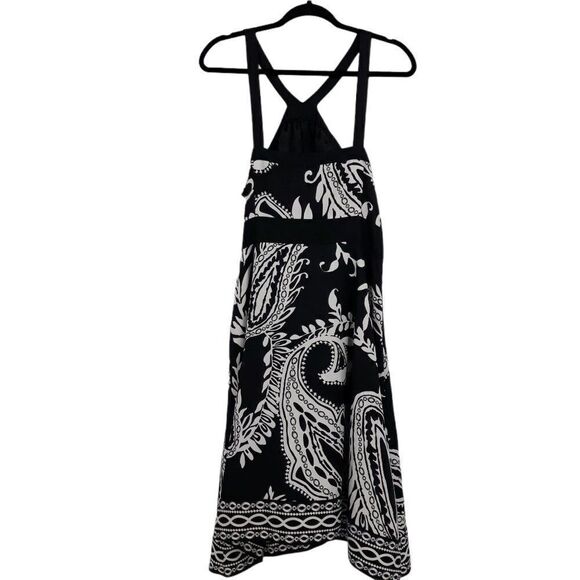 WHBM Strappy Halter Fit & Flare Paisley Print Party Dress Black White Sz M - Picture 7 of 9